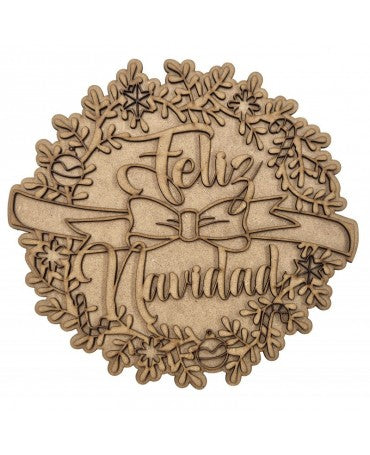 Madera Guirnalda Feliz Navidad 1