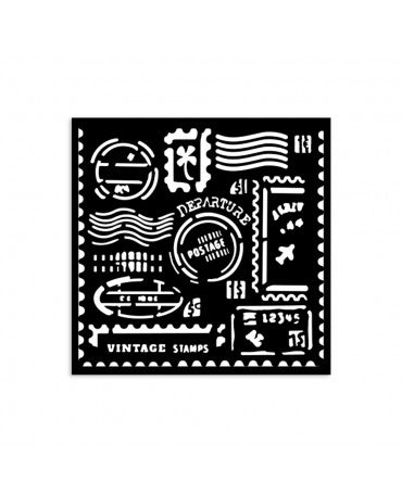 STENCIL Stamperia 12x12 cm ART OF TRAVELLING STAMPS 1