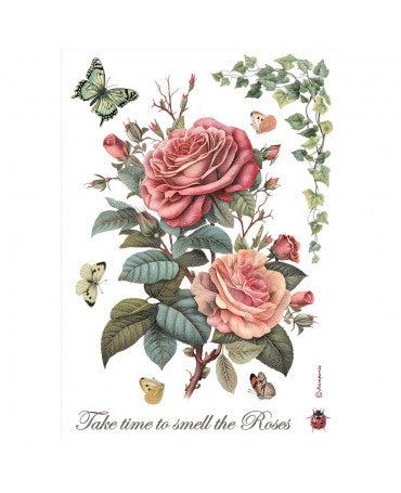 Papel arroz Stamperia A4 Big rose 1