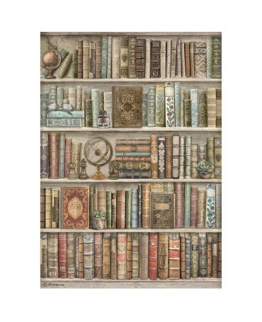 Papel arroz Stamperia A4 BOOKSHELF 1