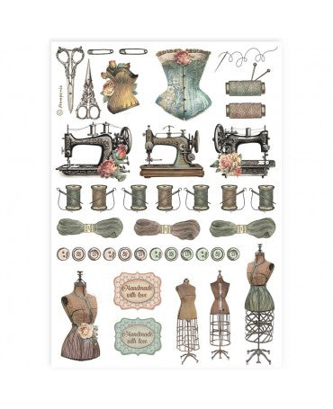 Papel arroz Stamperia A4 SEWING ACCESSORIES 1