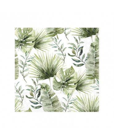 Servilletas JUNGLE LEAVES WHITE 1