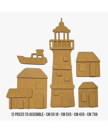 Madera Silueta DM stamperia Silent Sea Village Lighthouse Landscape (24pcs) 2