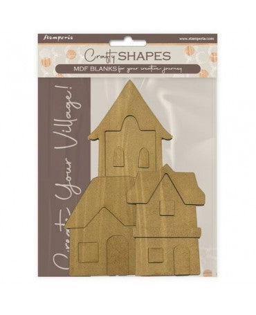 Madera Silueta DM stamperia Silent Sea Village House Landscape (15pcs) 1