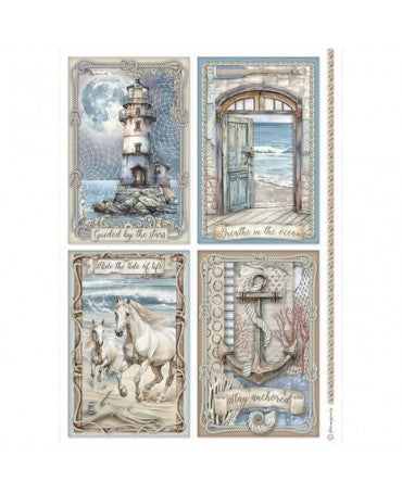 Papel arroz Stamperia A4 Silent Sea 4 cards 1