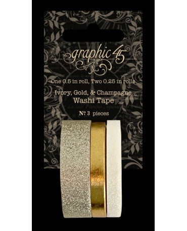 Washi Tape Graphic 45 Ivory/Gold/Champagne 1