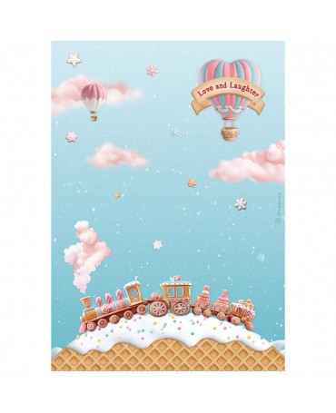 Papel arroz Stamperia A4 CANDY CHRISTMAS tren 1