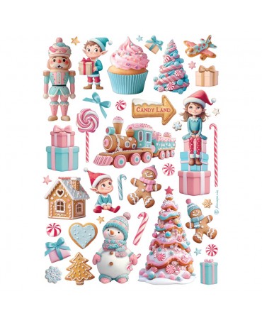 Papel arroz Stamperia A4 CANDY CHRISTMAS elementos 1