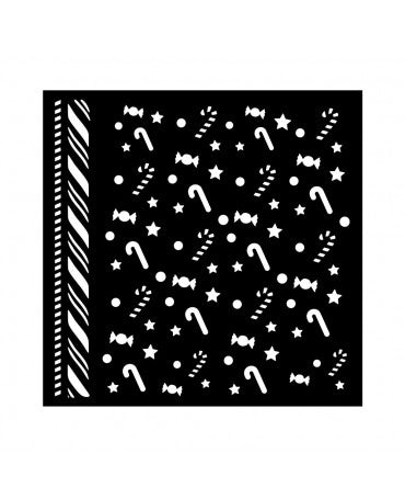 STENCIL Stamperia 18x18cm CANDY CHRISTMAS bastones caramelo 1