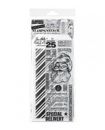 Stencil+sello TIM HOLTZ Jolly Santa 1