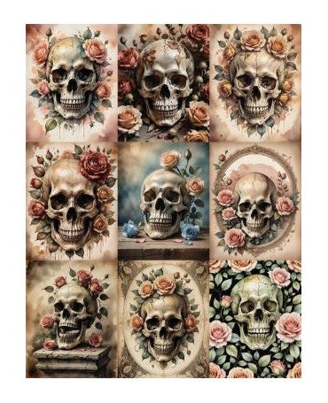 Papel Seda A4 Calavera Flores 3 1