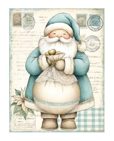 Papel Seda A4 Navidad Dibujo Azul 30 Papa Noel 1