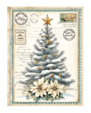 Papel Seda A4 Navidad Dibujo Azul 38 Arbol 1