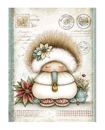 Papel Seda A4 Navidad Dibujo Azul 50 Muñeco Gorro 1