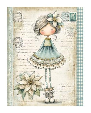 Papel Seda A4 Navidad Dibujo Azul 59 Muñeca 1