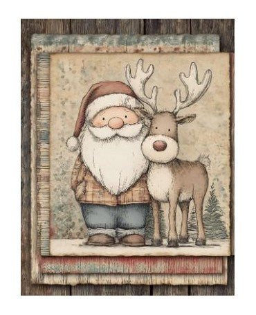 Papel Seda A4 Navidad Dulce 32 Papa Noel y reno 1