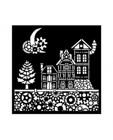 STENCIL Stamperia 18x18cm Gear up for Christmas Houses 1