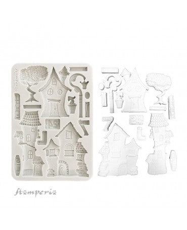 Molde STAMPERIA silicona A5 Furry Friends Houses 1