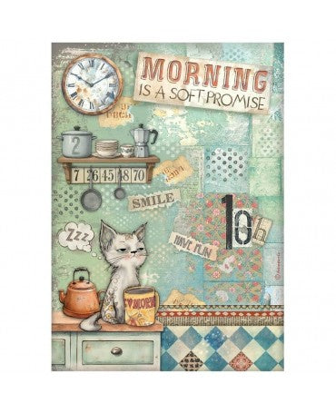 Papel arroz Stamperia A4 Furry Friends Morning is a Soft Promise 1