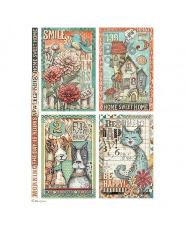 Papel arroz Stamperia A4 Furry Friends 4 Cards 1