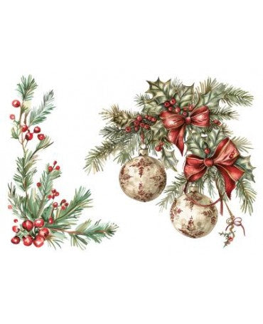 Papel Seda A4 Navidad Elementos 217 Bolas Navidad + rama 1