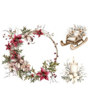 Papel Seda A4 Navidad Elementos 220 Corona+trineo+vela 1