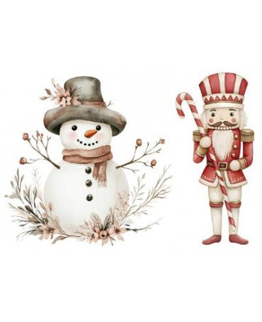 Papel Seda A4 Navidad Elementos 222 Muñeco Nieve + cascanueces 1