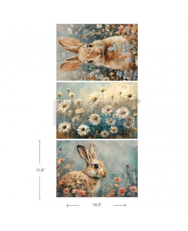 Papel decoupage PRIMA A3 Garden Bunny 3ud 2