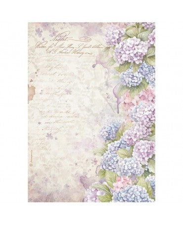 Papel arroz Stamperia A4 Quiet Days Hydrangea 1