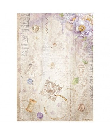 Papel arroz Stamperia A4 Quiet Days Sewing 1