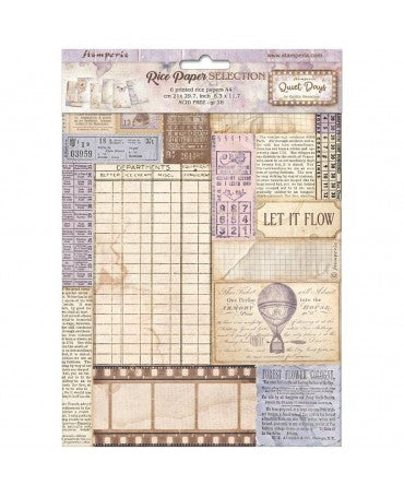 Papel arroz Stamperia A4 (6UD) Quiet Days 1