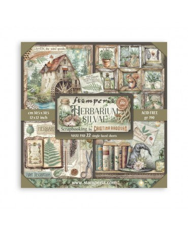 COLECCIÓN 30X30 STAMPERIA MAXI PAD 22 hojas Herbarium Silvae 1