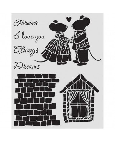 STENCIL Stamperia 20x25cm Family House and Mice 1