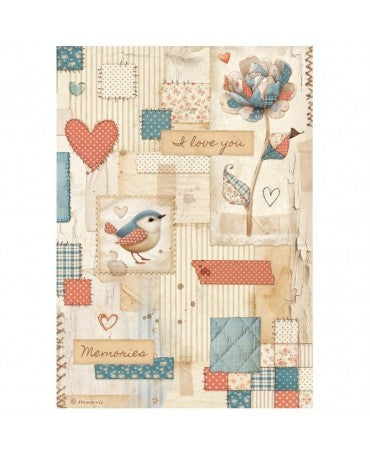 Papel arroz Stamperia A4 Family Patchwork 1