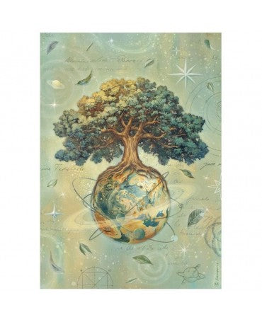 Papel arroz Stamperia A4 A New Beginning The World Tree 1