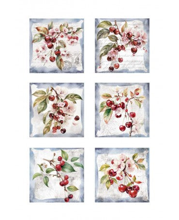 Transfer Rub On PFY 20x30 - 3 hojas Cerezas 2