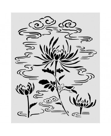 STENCIL Stamperia 20x25cm Oriental Garden Lotus Flower 1