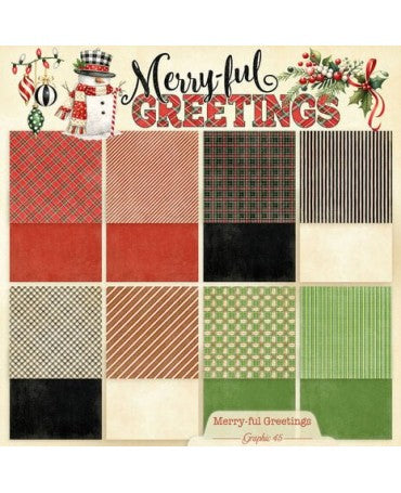 Colección 30x30 GRAPHIC 45 Merry-ful Greetings Plaids & Stripes 2