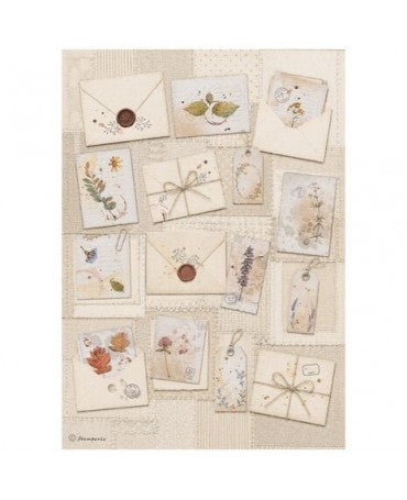Papel arroz Stamperia A4 Flowers and Poems letters 1