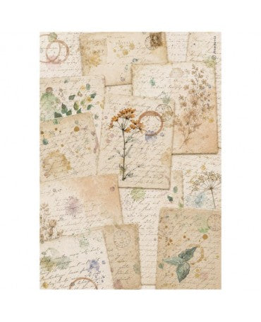 Papel arroz Stamperia A4 Flowers and Poems botanic sheets 1