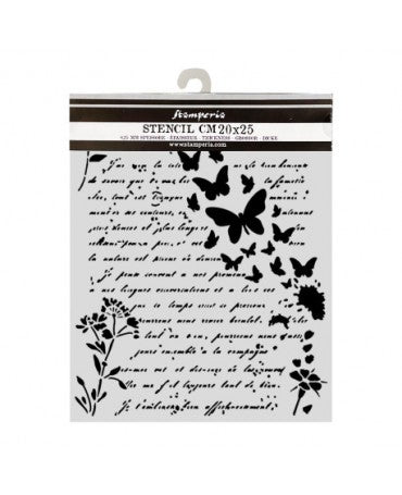 STENCIL Stamperia 20x25cm Flowers and Poems Letter and Butterflies 1