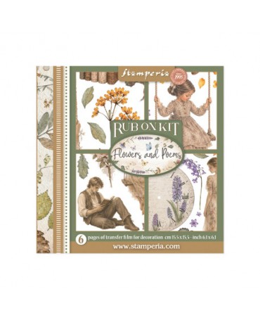 Transfer Rub On STAMPERIA 15x15 Flowers and Poems 1