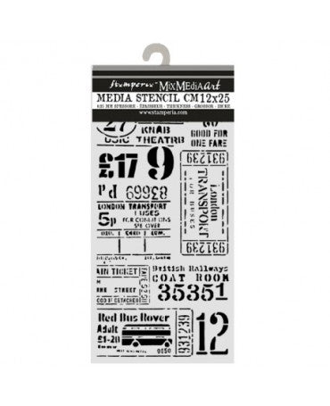 STENCIL Stamperia 12x25cm Our Way Ticket 1