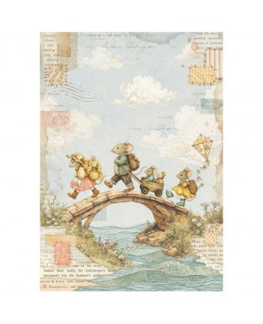 Papel arroz Stamperia A4 Cozy Family The Bridge 1