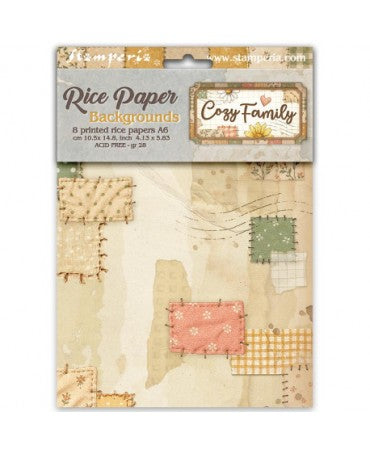Papel arroz Stamperia A6 (8UD) Backgrounds Cozy Family 1