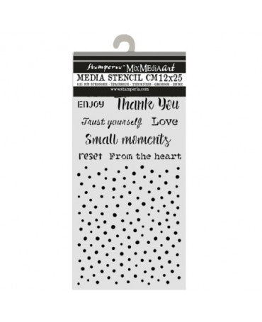 STENCIL Stamperia 12x25cm Cozy Family Writings and Dots 1