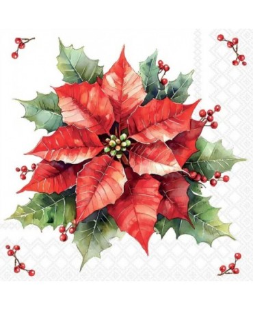 Servilletas FESTIVE POINSETTIA WHITE 1