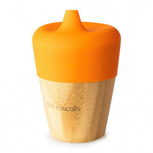 Vaso bamboo naranja 190ml+tapa eco rascals 1
