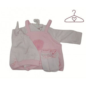 Ropita para muñecas conjunto peto rosa rn-38 llorens 1