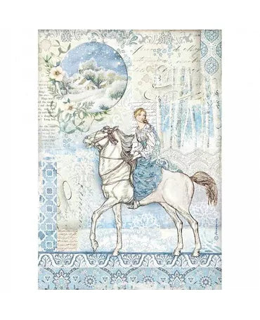 Papel arroz A4 STAMPERIA Winter Tales Horse 1